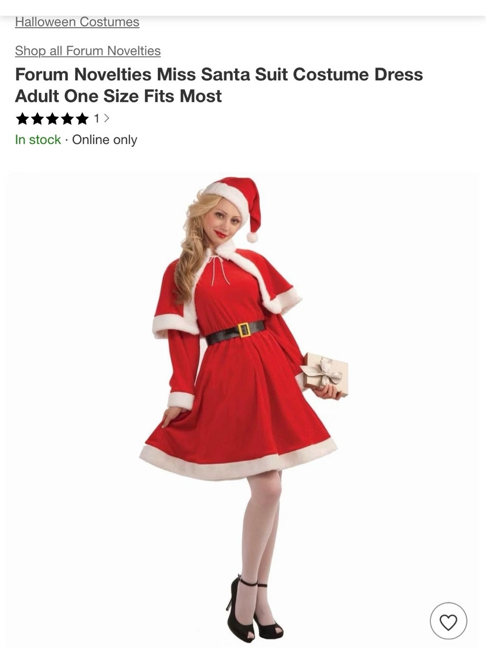 Adult one size fits most 14/16 Miss Santa Costume Dress - Red & White
